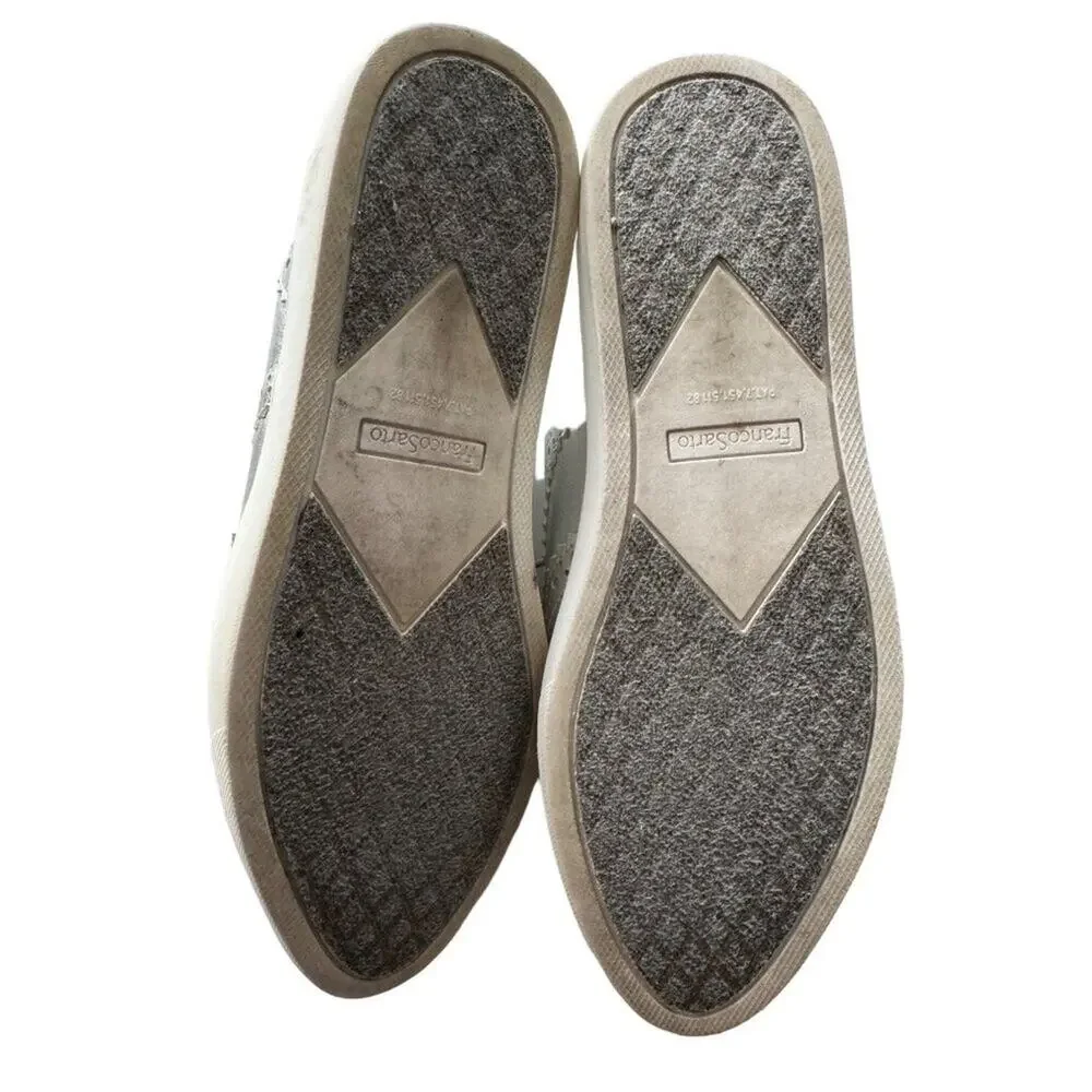 Franco Sarto Silver Oxford Sneakers Gold Wingtip Lace Up Almond Toe Academia 8